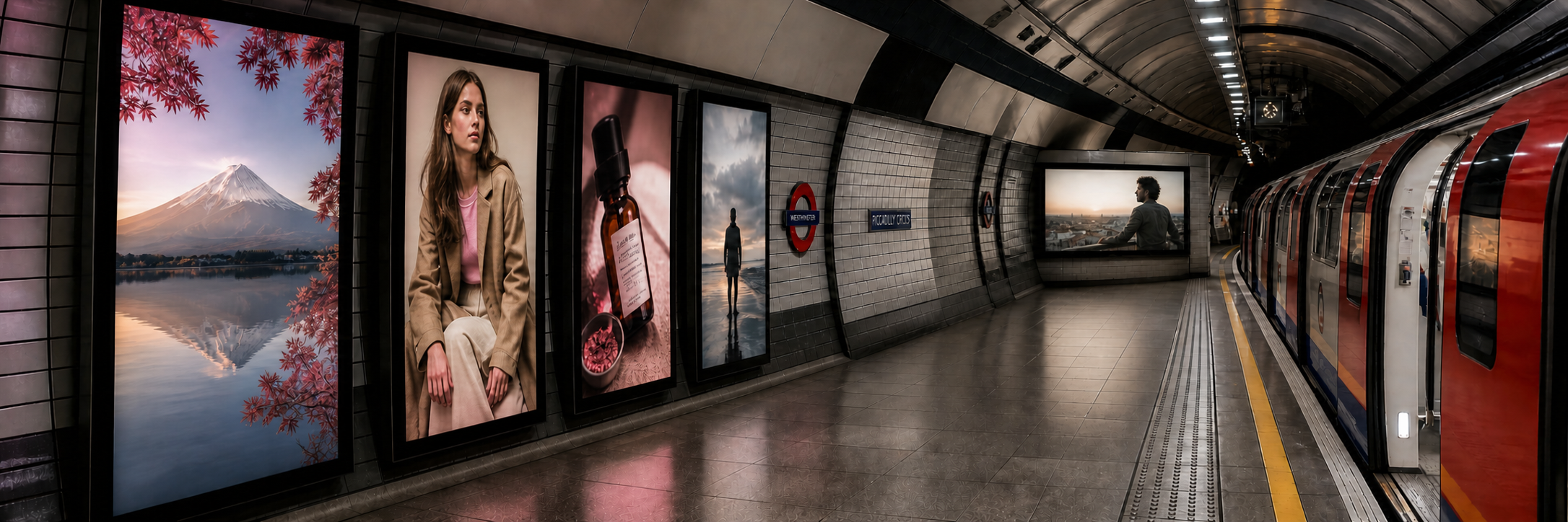 Outdoor advertising concept in the London Underground